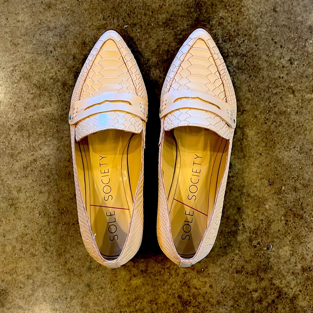 Faux python print pink loafers